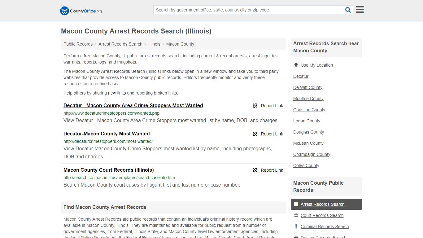 Arrest Records Search - Macon County, IL (Arrests & Mugshots)