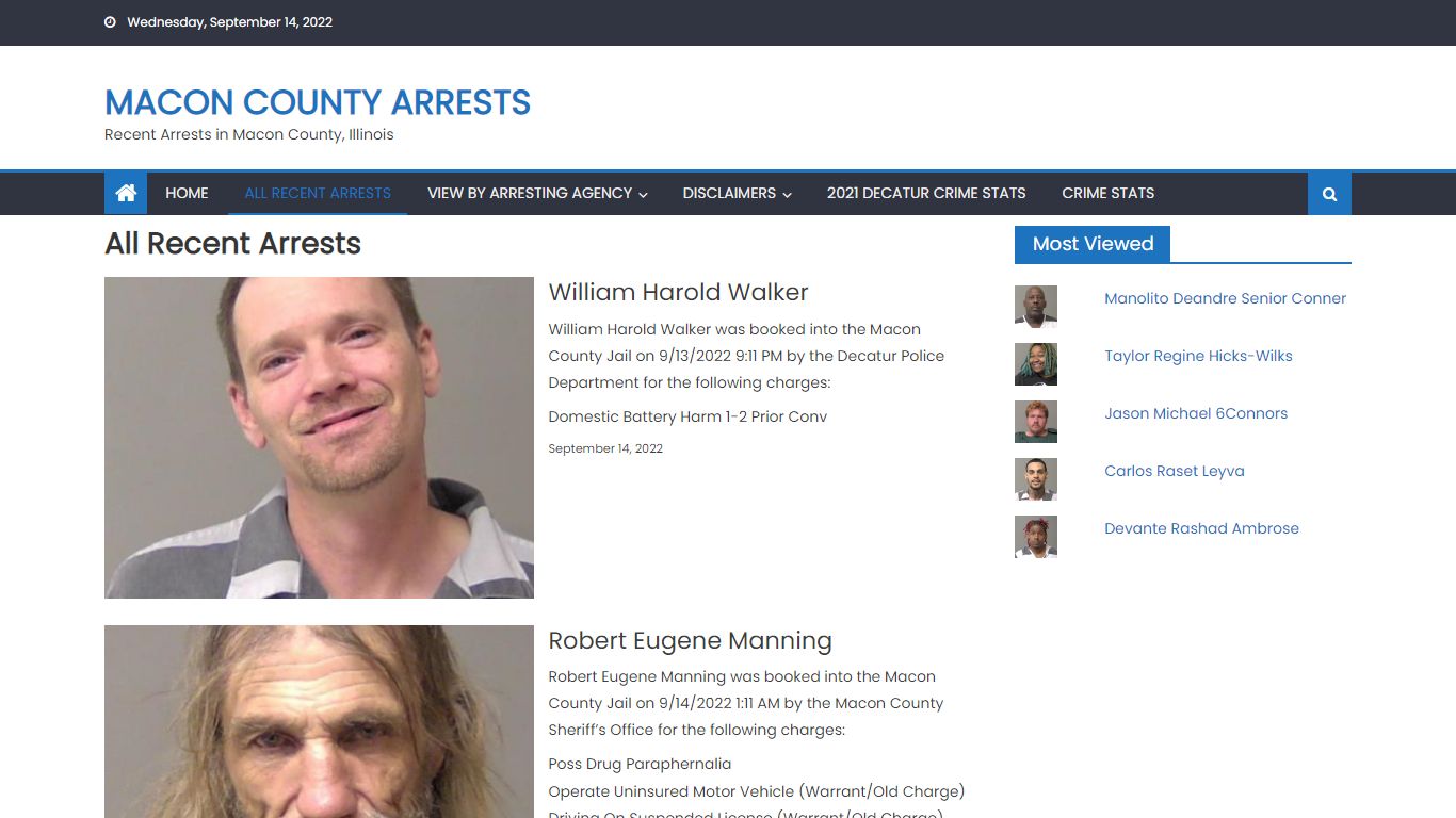 All Recent Arrests - Macon County Arrests
