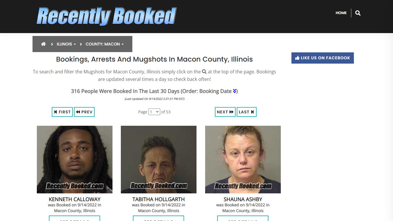 Recent bookings, Arrests, Mugshots in Macon County, Illinois